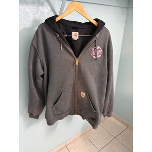 Carhartt Mens Rain Defender Thermal Lined Full Zip Hoodie Gray XL Platinum Logo
